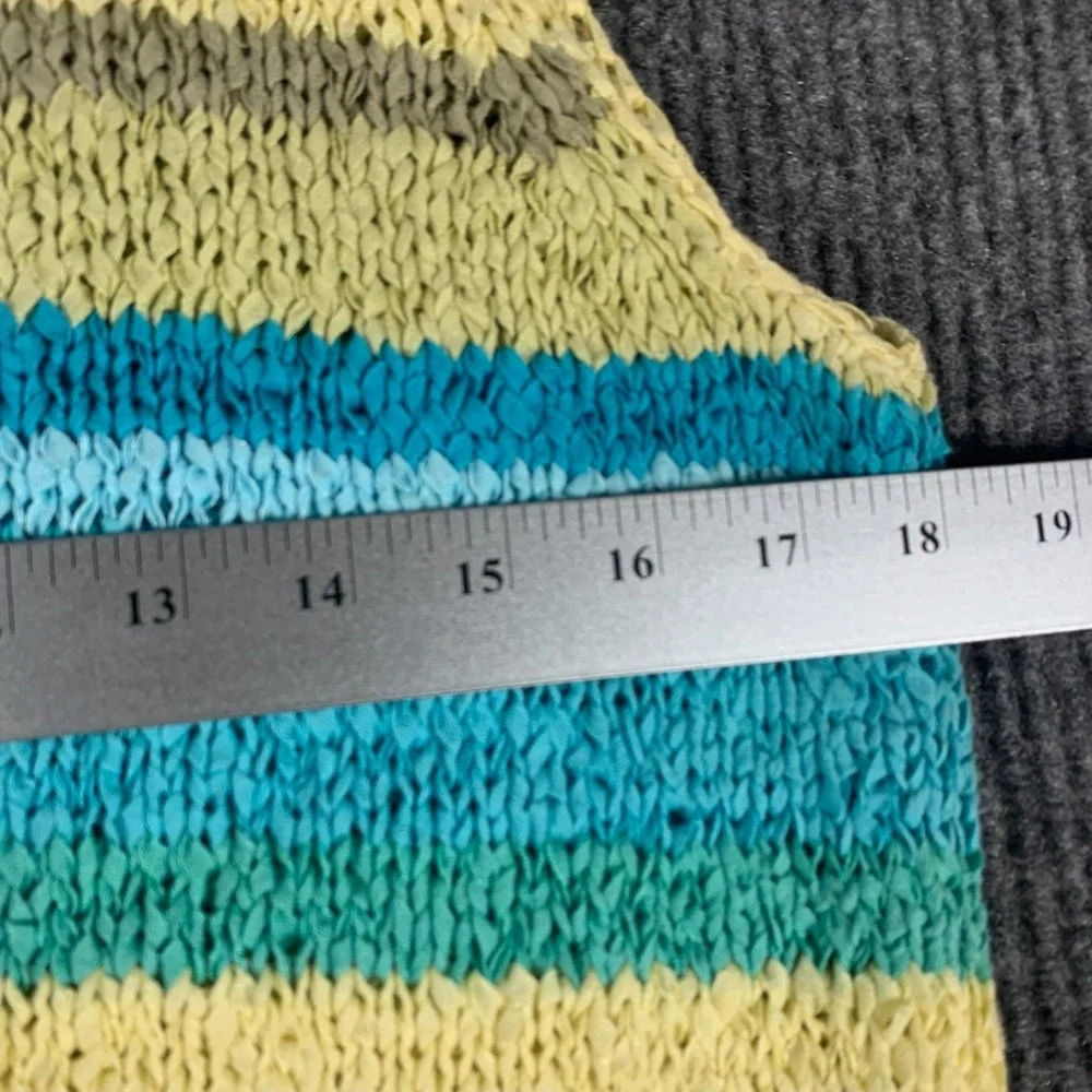 VTG Sigrid Olsen Sport‎ Sweater Vest Womens Medium Blue Striped Colorful Retro